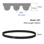 uxcell 10pcs 2GT Timing Belt Closed Loop Rubber Belts 252-2GT-6, 6mm Width x 252mm Length, 3D Printer Timing Belt