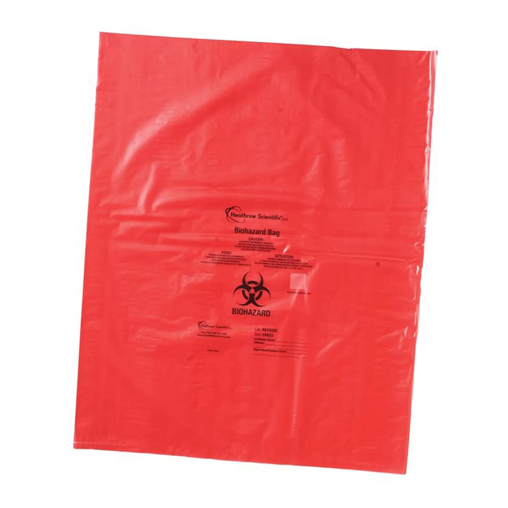 HS10322 Biohazard Disposable Bag, 19" x 23", Red