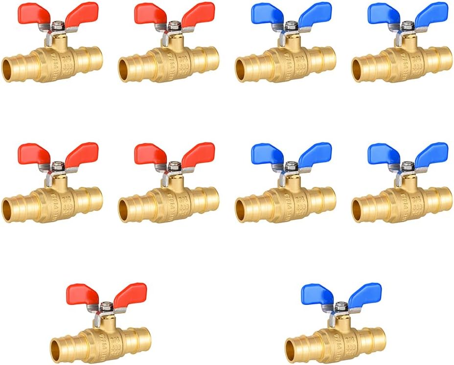 10Pcs EFIELD 3/4"Pex-A Ball Valve With Butterfly Level(VALVE331-10)
