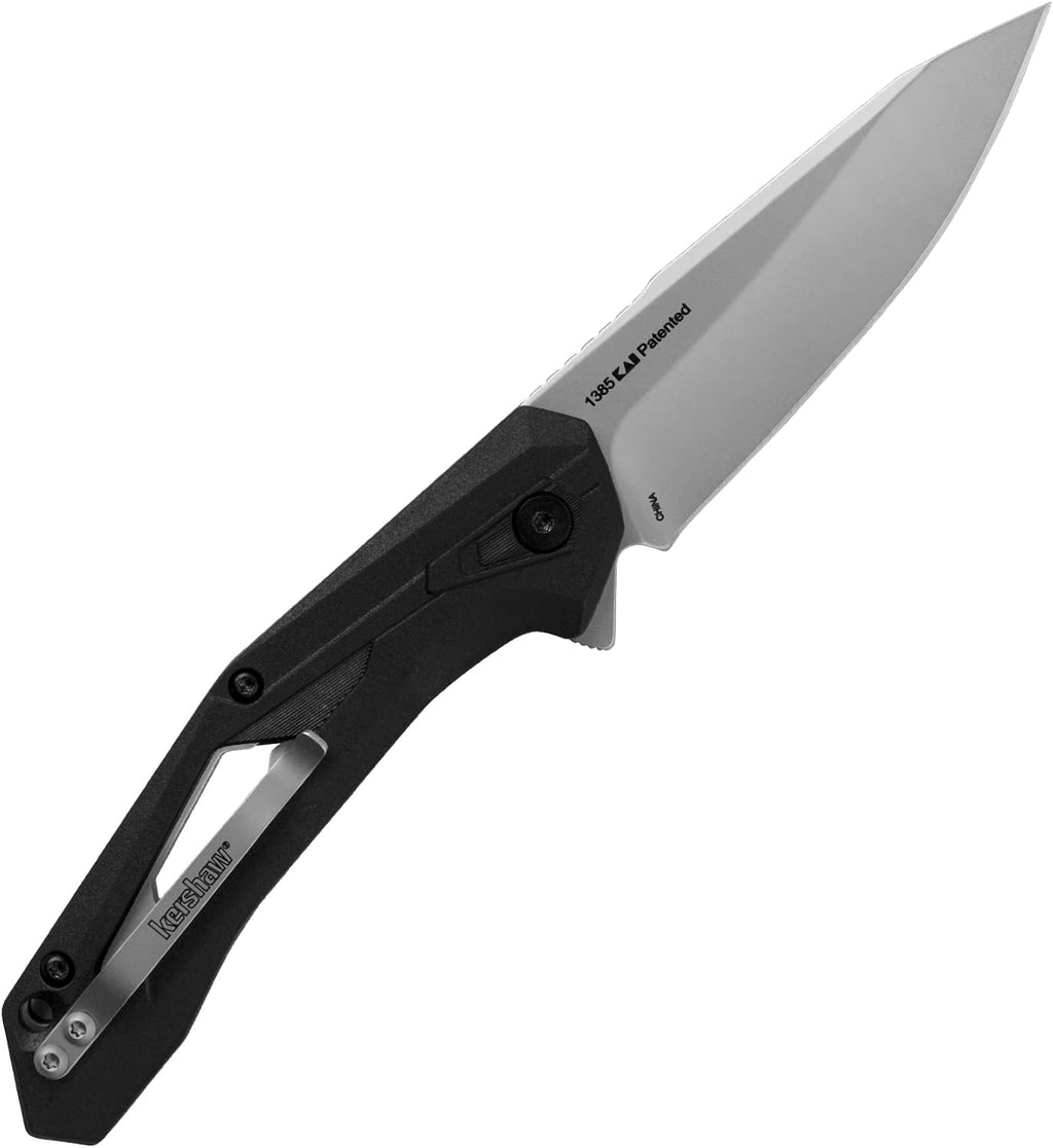 Airlock Pocket Knife, Black, 3 Inch Drop Point Blade | EDC with Assisted Opening, Reversible Pocketclip, Everyday