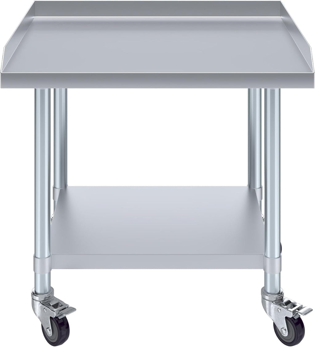 Stainless Steel Rolling Equipment Grill Table Stand | 30" x 30" Work Table