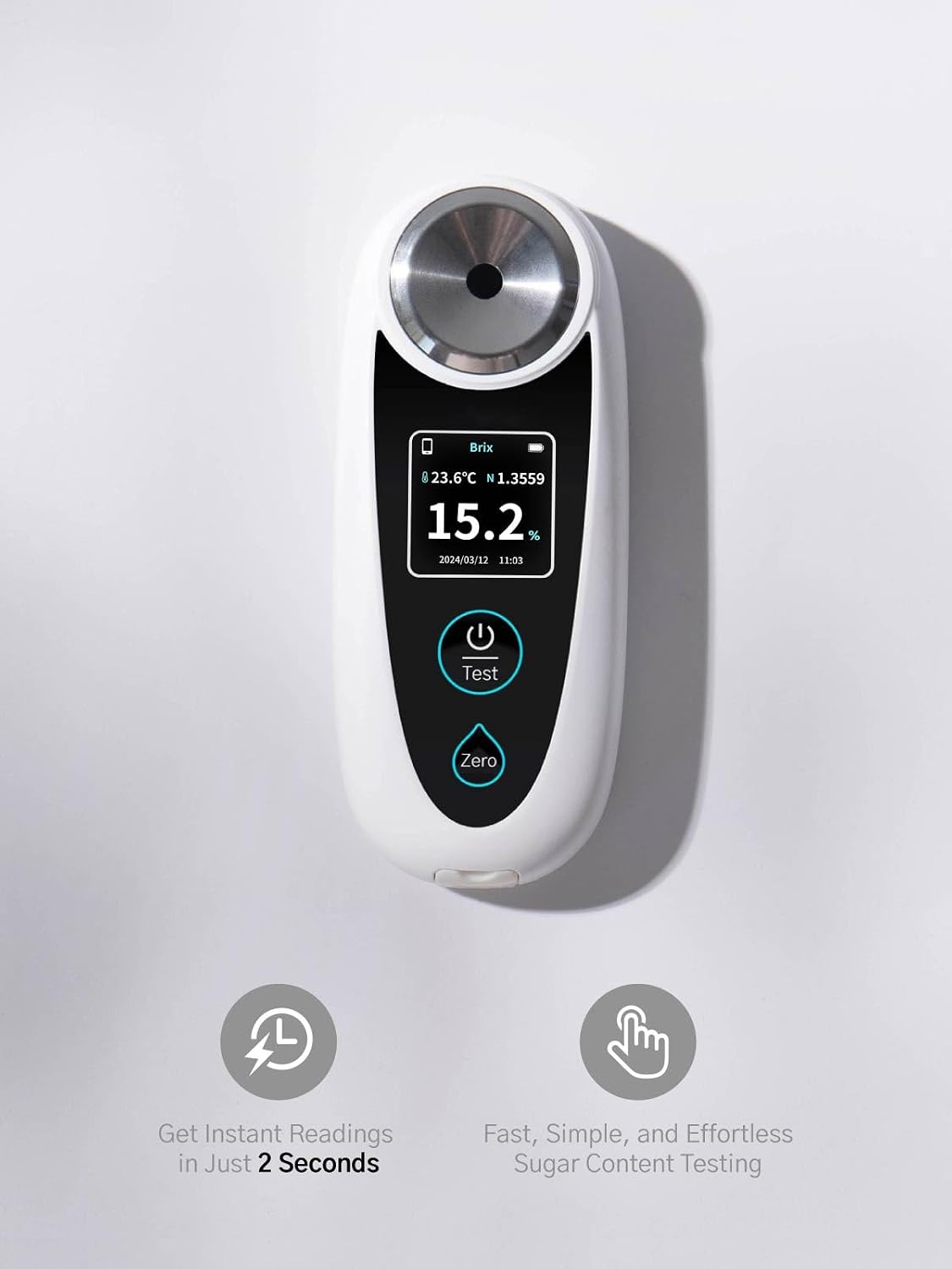 Digital Brix Refractometer, ±0.1%, Precisionwith ATC, Rechargeable & Portable