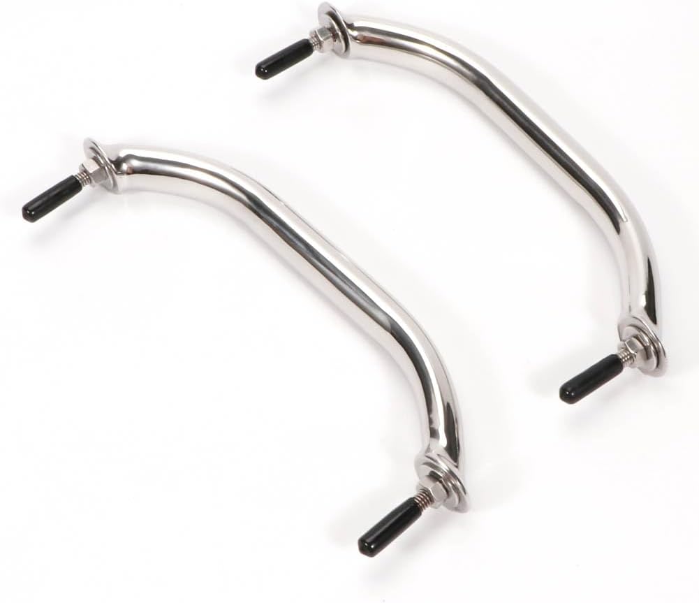 Boat Grab Bar 304 Stainless Steel Polished Grab Handle Handrail Hardware Multipurpose (2PCS) (9“ Silver)