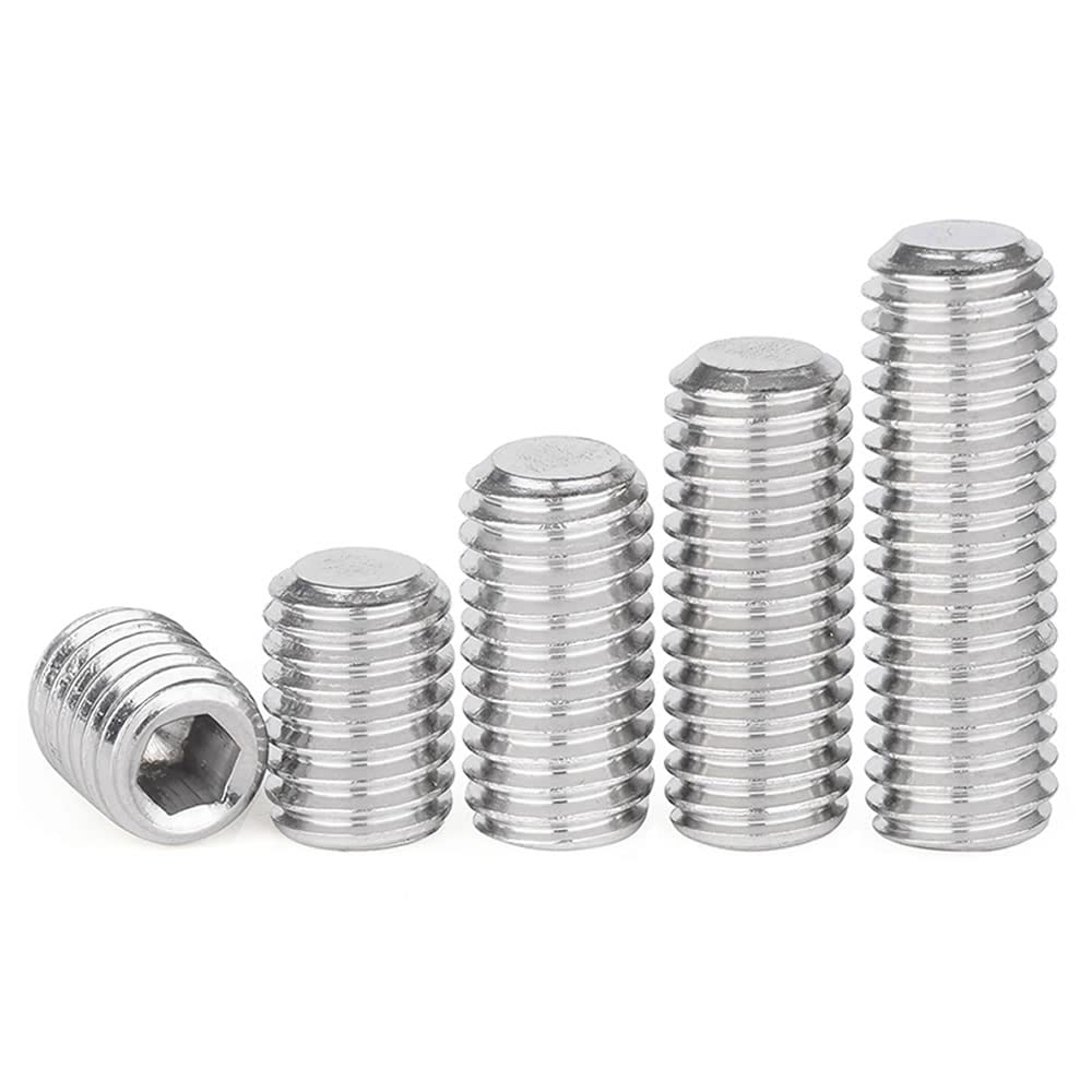 Junter 30pcs M8-1.0 x 8mm Fine Thread Flat Point Grub Socket Set Screws
