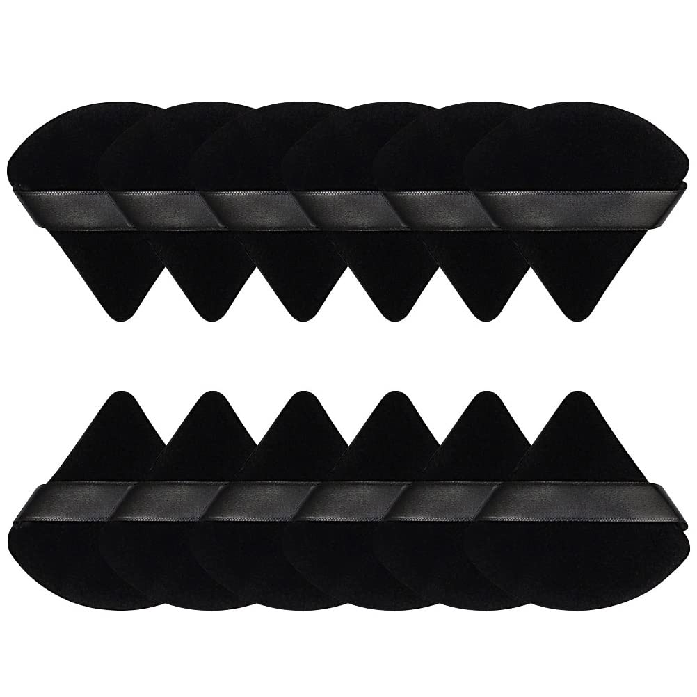 Powder Puffs, 12 Pack Triangle Makeup Sponges, Black