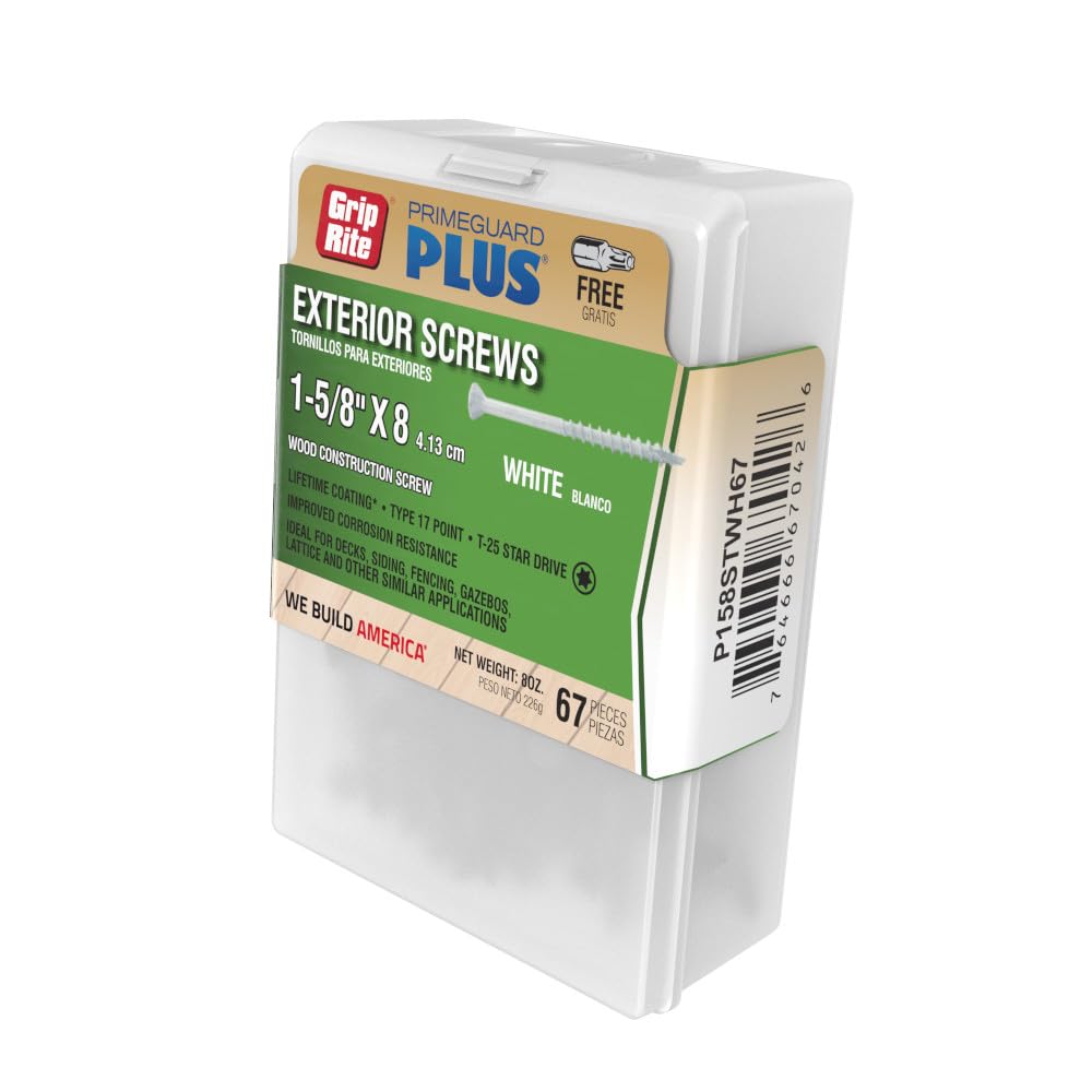 PrimeGuard Plus Premium Deck Screws for Outdoor Projects - Bugle Head - T-25 Star Drive - Coarse Thread Wood Screws