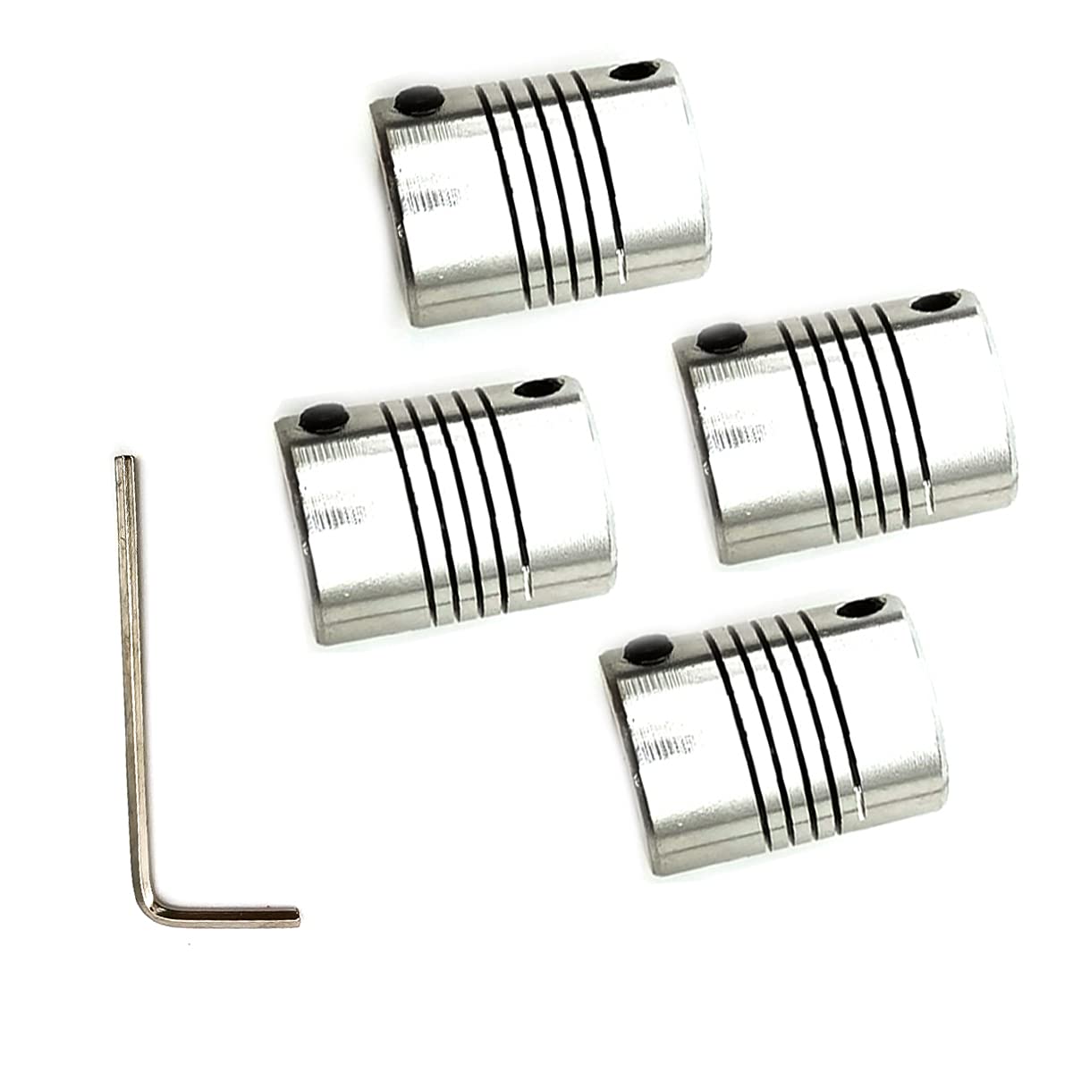 DEVMO 4pcs Flexible Coupling Coupler 5mm to 8mm Shaft Aluminum Casing with Hexagon Wrench for 3D Printer or CNC Machine