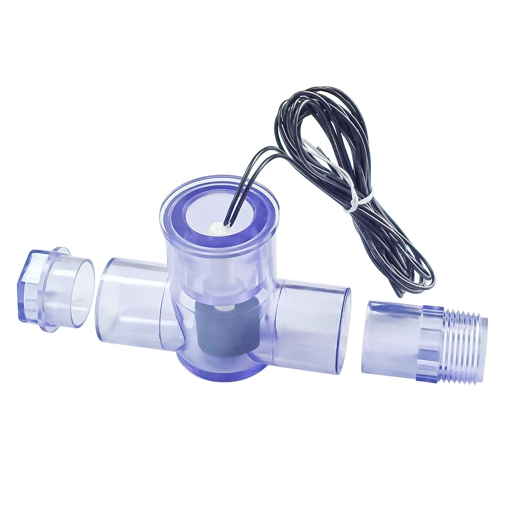 DSY SS4 Transparent Blue Condensate Overflow Float Switch with 3/4 Inch Adaptor and 6FT Wire AC Float Switch