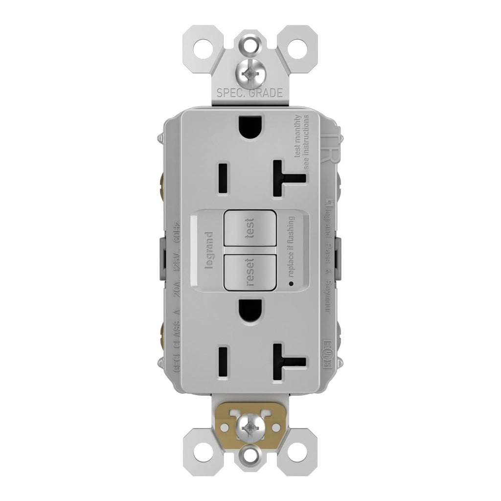 Legrand radiant 20 Amp Tamper Resistant GFCI Duplex Outlet Gray 1 Pack