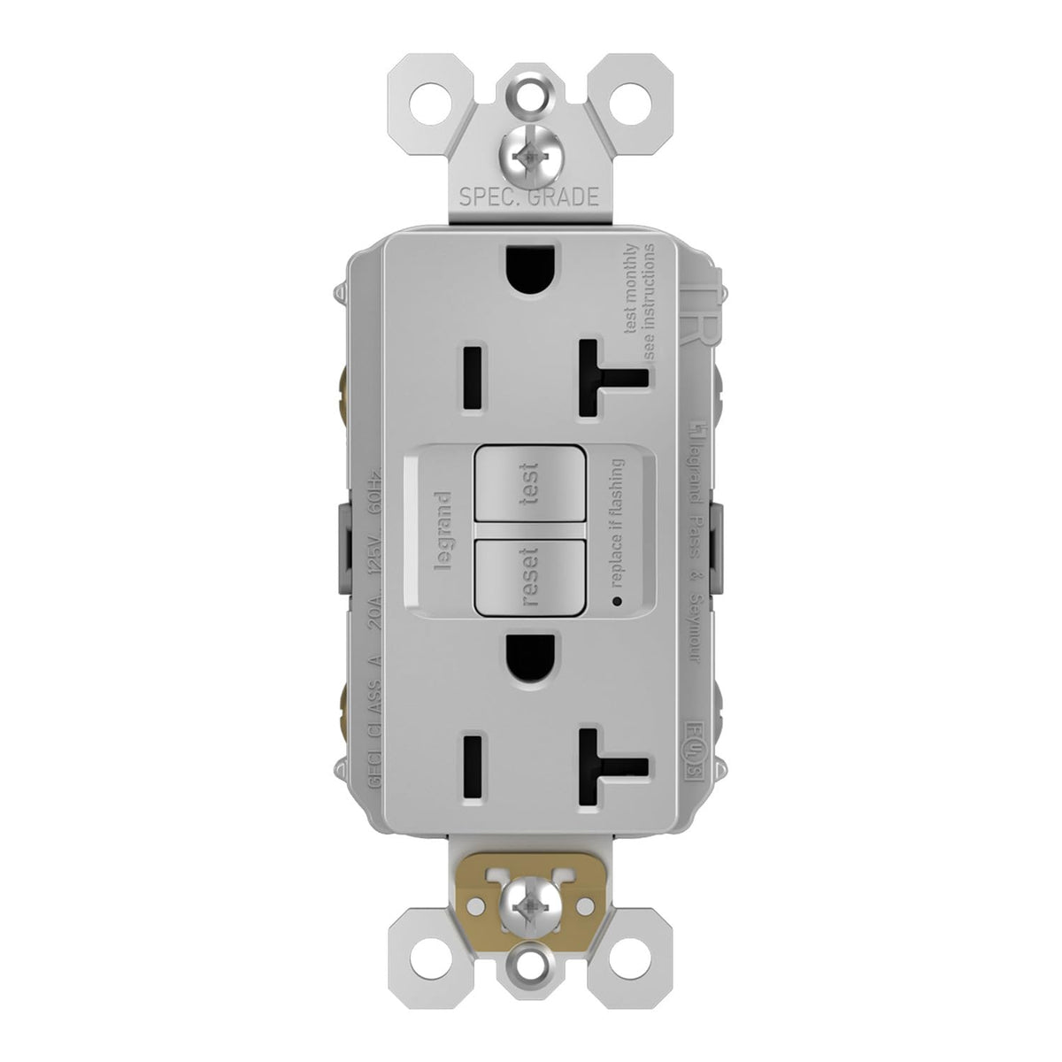 Legrand radiant 20 Amp Tamper Resistant GFCI Duplex Outlet Gray 1 Pack