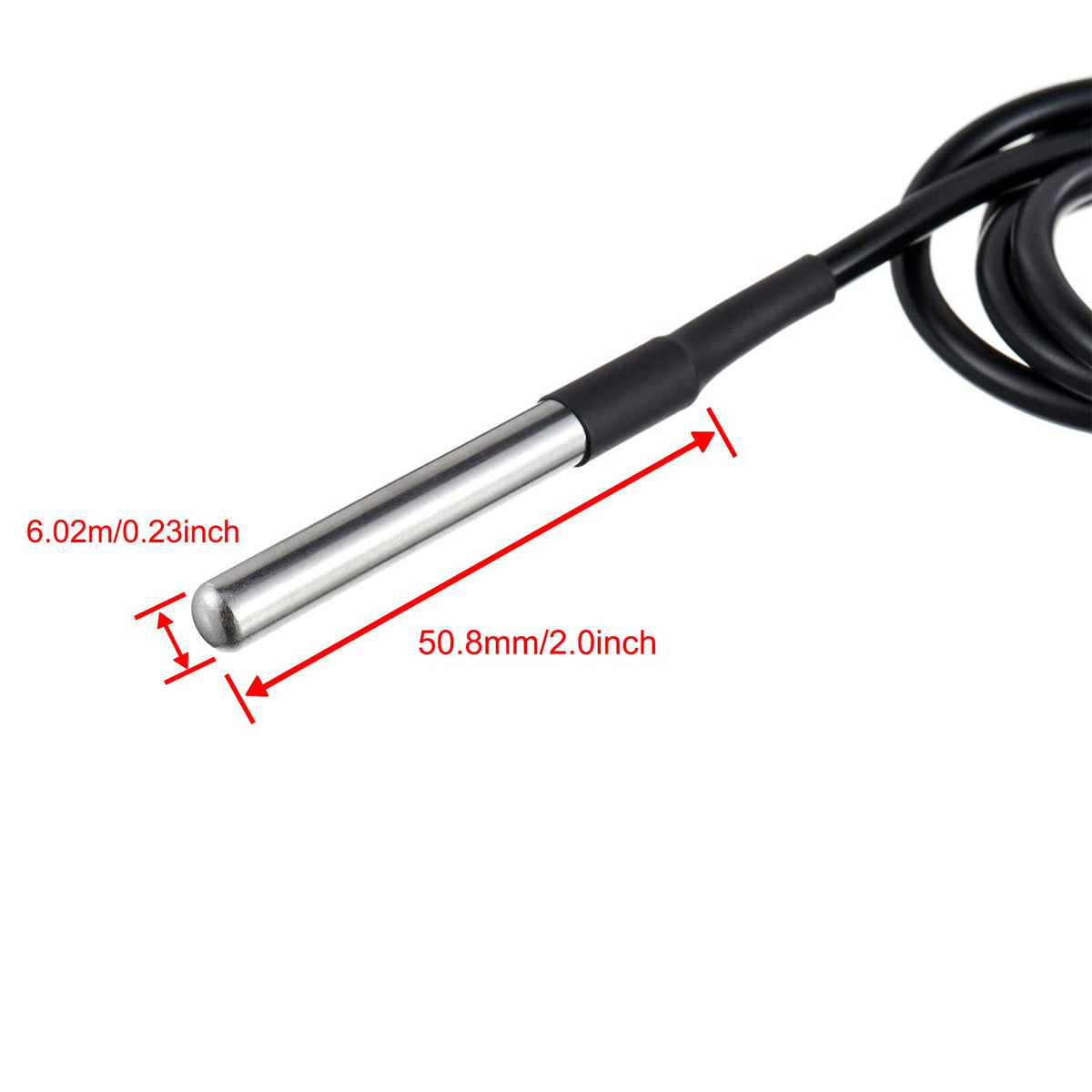 BOJACK DS18B20 1M Temperature Sensor Probe Stainless Steel(Pack of 2）