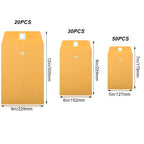3 Sizes Manila Envelopes with Clasp, 100 Pack Kraft Clasp Envelopes