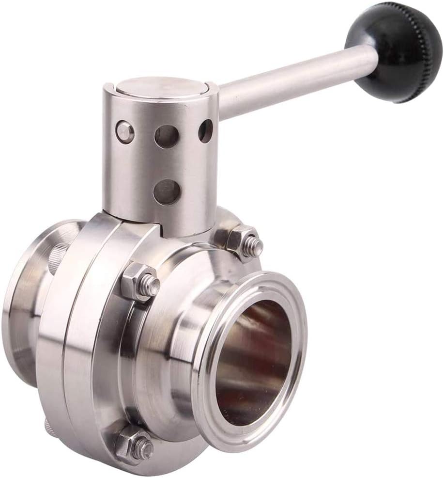 OD 1-1/2" Sanitary Butterfly Valve with Pull Handle 304 Stainless Steel Tri Clamp Clover