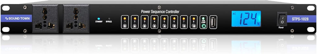 Rack-Mountable AC Power Conditioner/Sequencer with 10 Outlets, Protection, Voltage Display, for Stage, Studio, Home