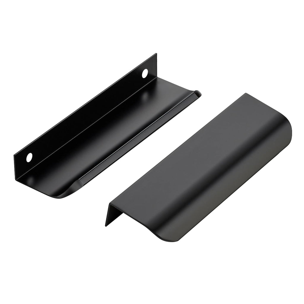 Matte Black Cabinet Handles Finger Edge Pulls 5 Inch CC 8 Pack