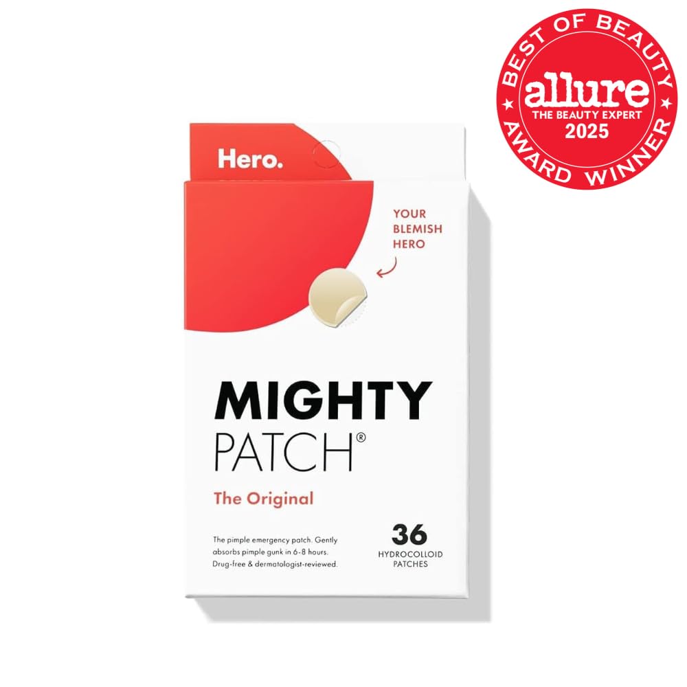 Hero Cosmetics Original Nighttime Acne Pimple Patches, 36 Ct | #1 Hydrocolloid Acne Patches, Shrinking Zits &