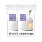 Code Q 40 Count, Dispenser Pack Custom Fit Liners, Drawstring Trash Bags, 50-65 Liter / 13-17 Gallon, White