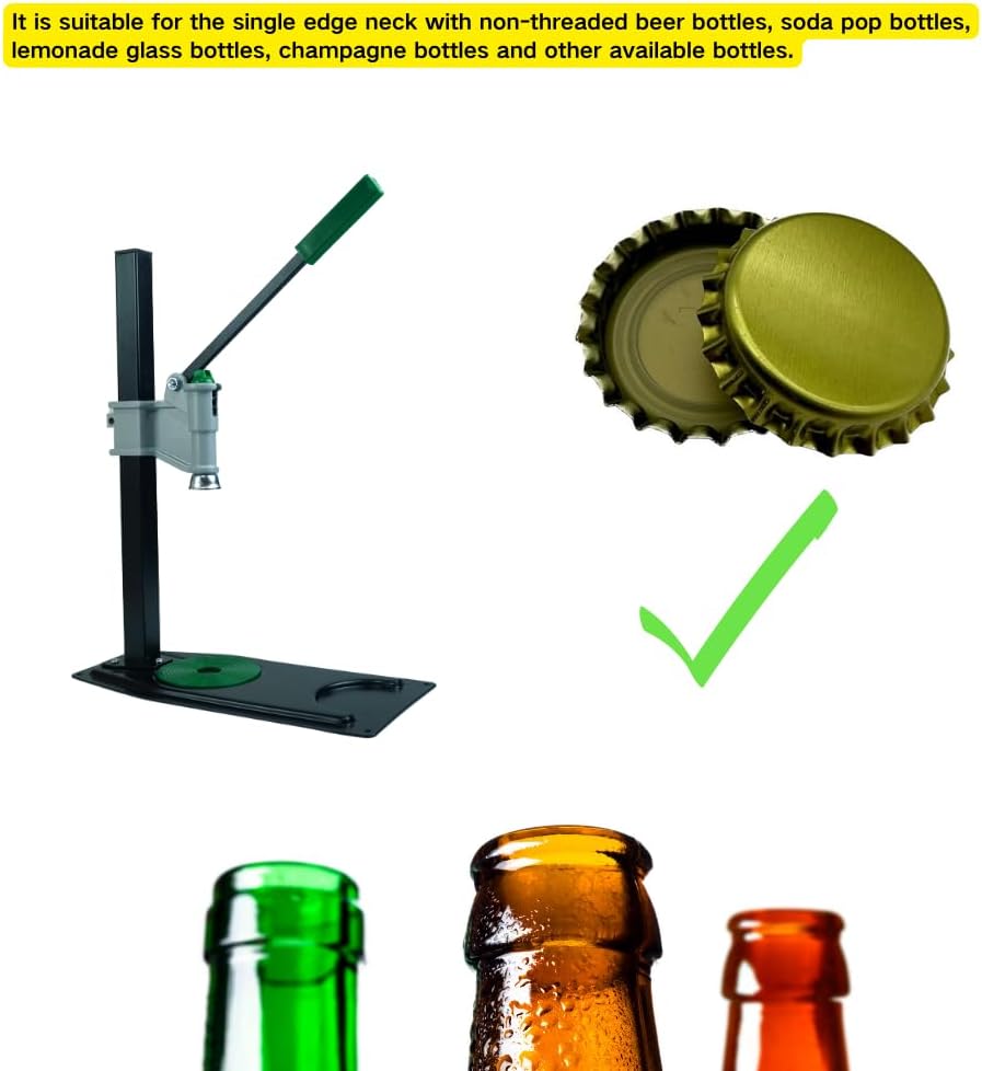 Manual Bottle Capper Tool Machine 26mm and 29mm Crown Capper,Heavy Duty Strong Metal Easy Action Bench Bottle Capper
