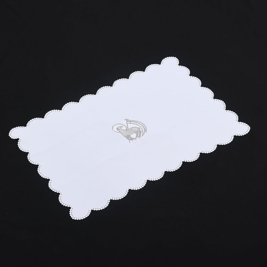 Church Mass Altar Cloth Purificator Cloth Cross Embroidery (White)