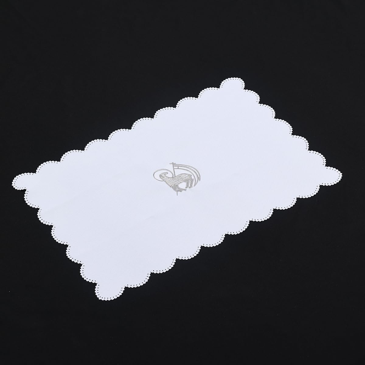 Church Mass Altar Cloth Purificator Cloth Cross Embroidery (White)