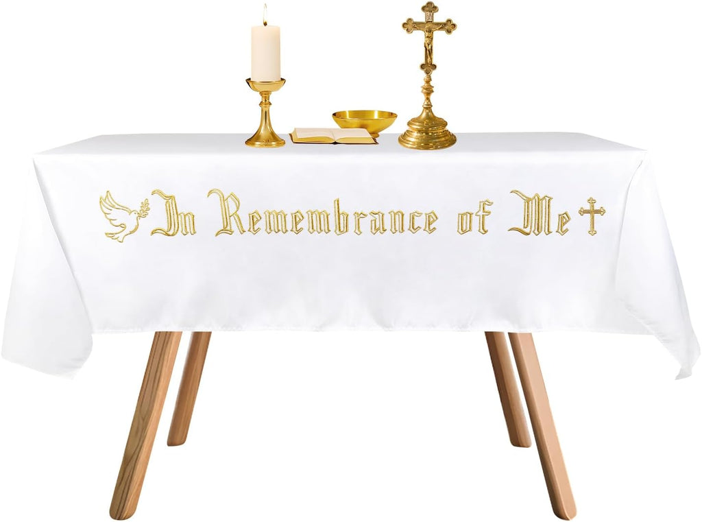 in Remembrance of Me Altar Frontal Holy Communion Table Cloth Cover 88.2x52in,Communion Table Cloths for Church and