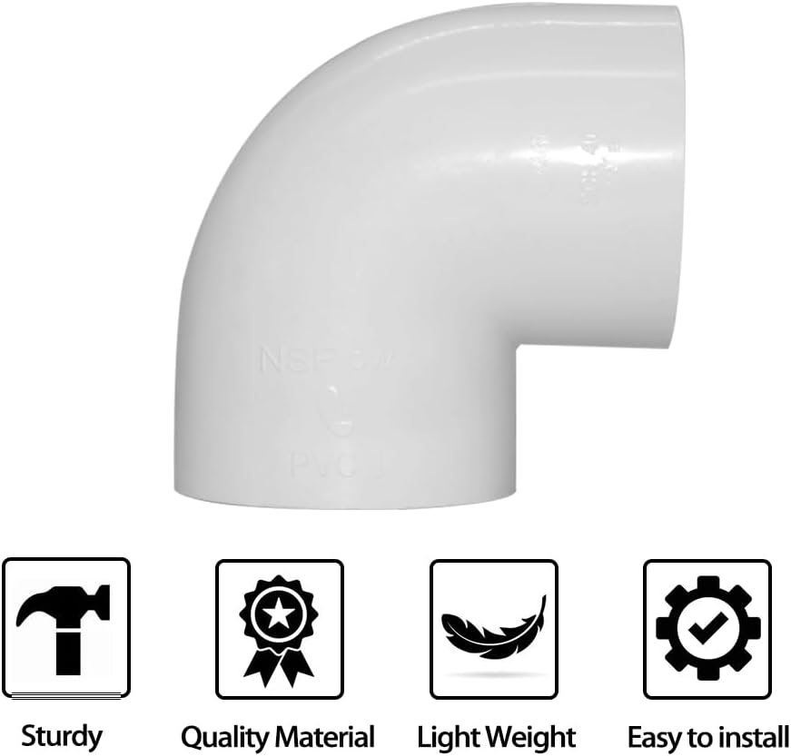 5PCS 1-1/4" 90 Degree Elbow PVC Pipe Fitting Adapter Coupling Connector Schedule 40 Slip (Socket x Socket) White Color