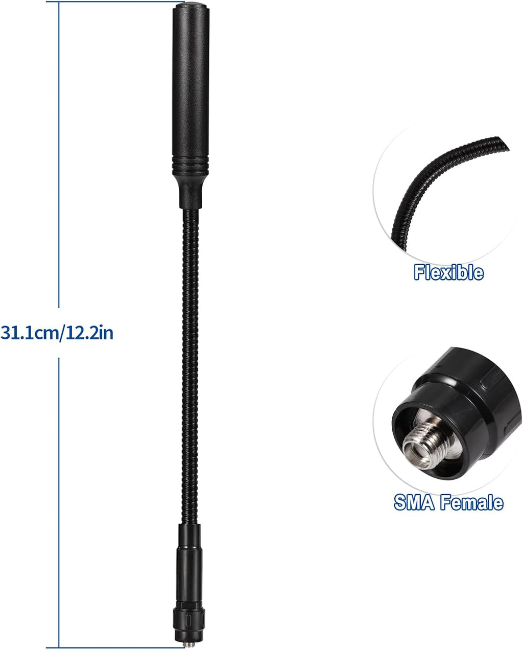 High Gain Amateur Ham Radio Antenna VHF UHF 136-174mhz 400-520mhz | Walkie Talkie CS Tactical Gooseneck Antennas