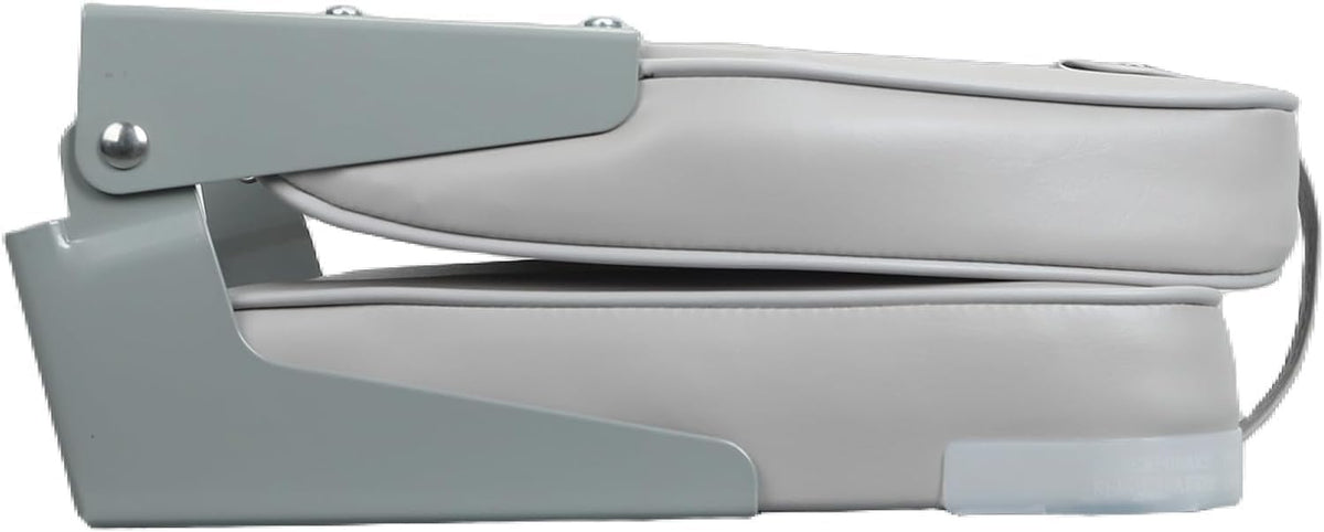 Folding Low Back Gray Boat Seats Fishing Seat Fits Jon Bass | Marine Grade, UV & Tear Resistant, aluminum hinges