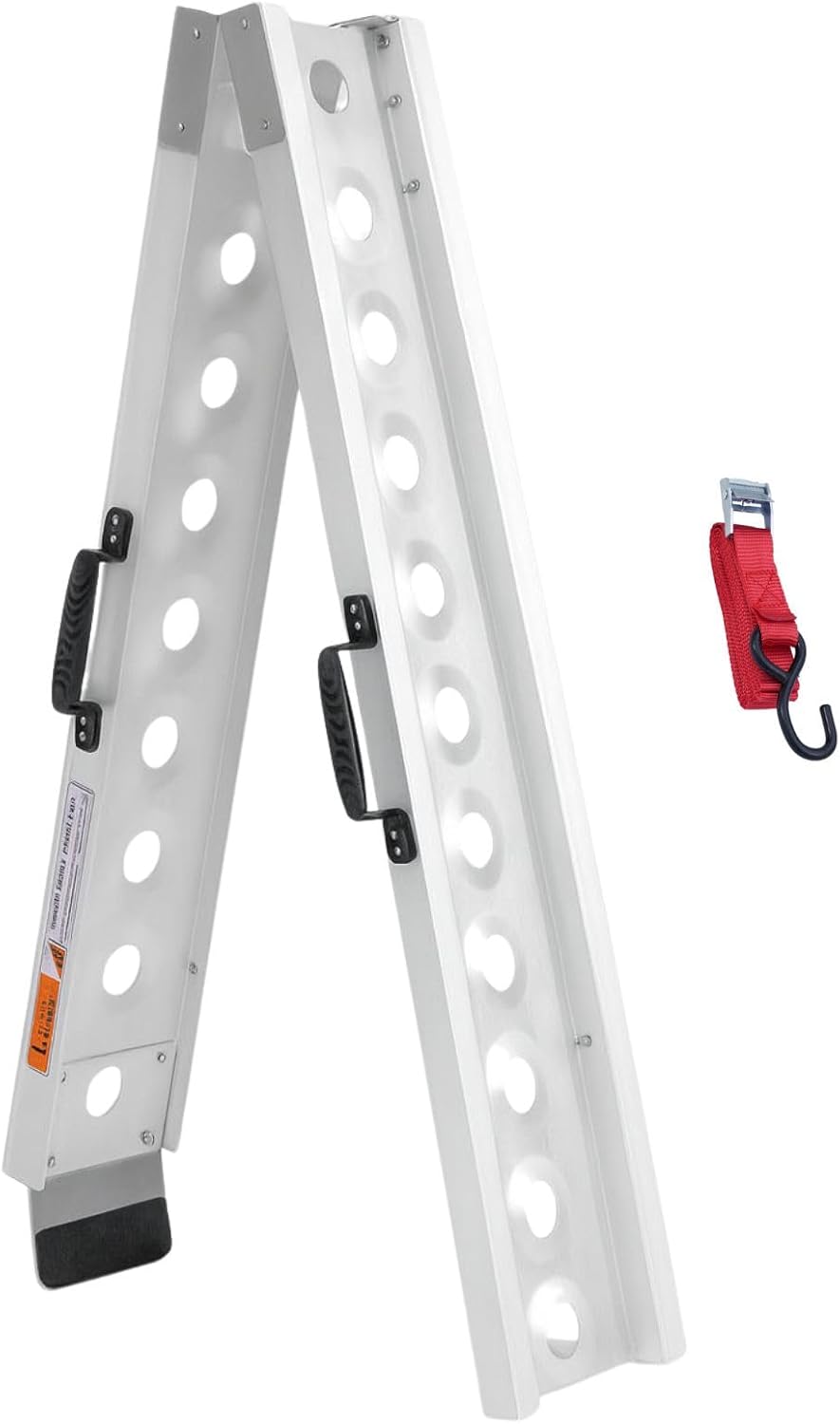 Aluminum Motorcycle Ramp, 440 lbs Capacity, 84.56" x 7.16" Folding Dirt Bike Loading Ramp with Dual Carry Handles &
