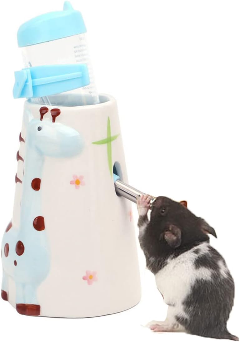 Hamster Water Bottle Small Animal Standing Water Dispenser Ceramic Base Cage Hanging Water Feeding Bottles Auto
