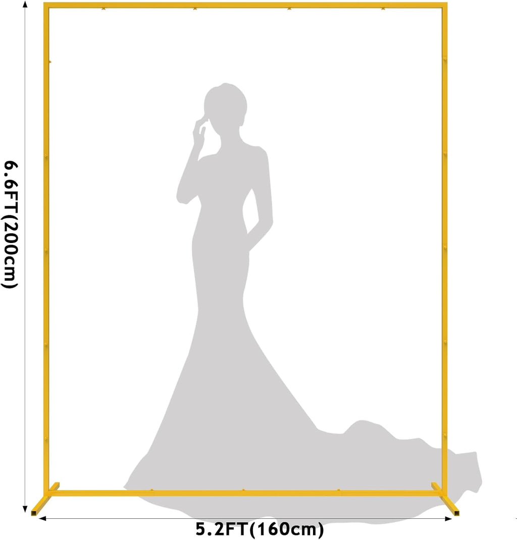 Backdrop Stand Square Wedding Arch 6.6FT x 5.2FT Gold Metal Balloon Arch Backdrop Stand for Wedding Ceremony Birthday