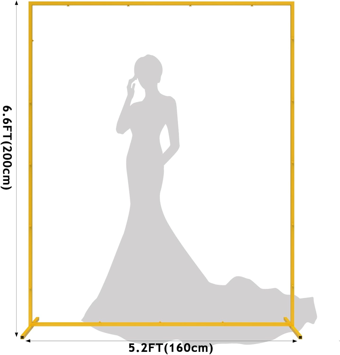 Backdrop Stand Square Wedding Arch 6.6FT x 5.2FT Gold Metal Balloon Arch Backdrop Stand for Wedding Ceremony Birthday