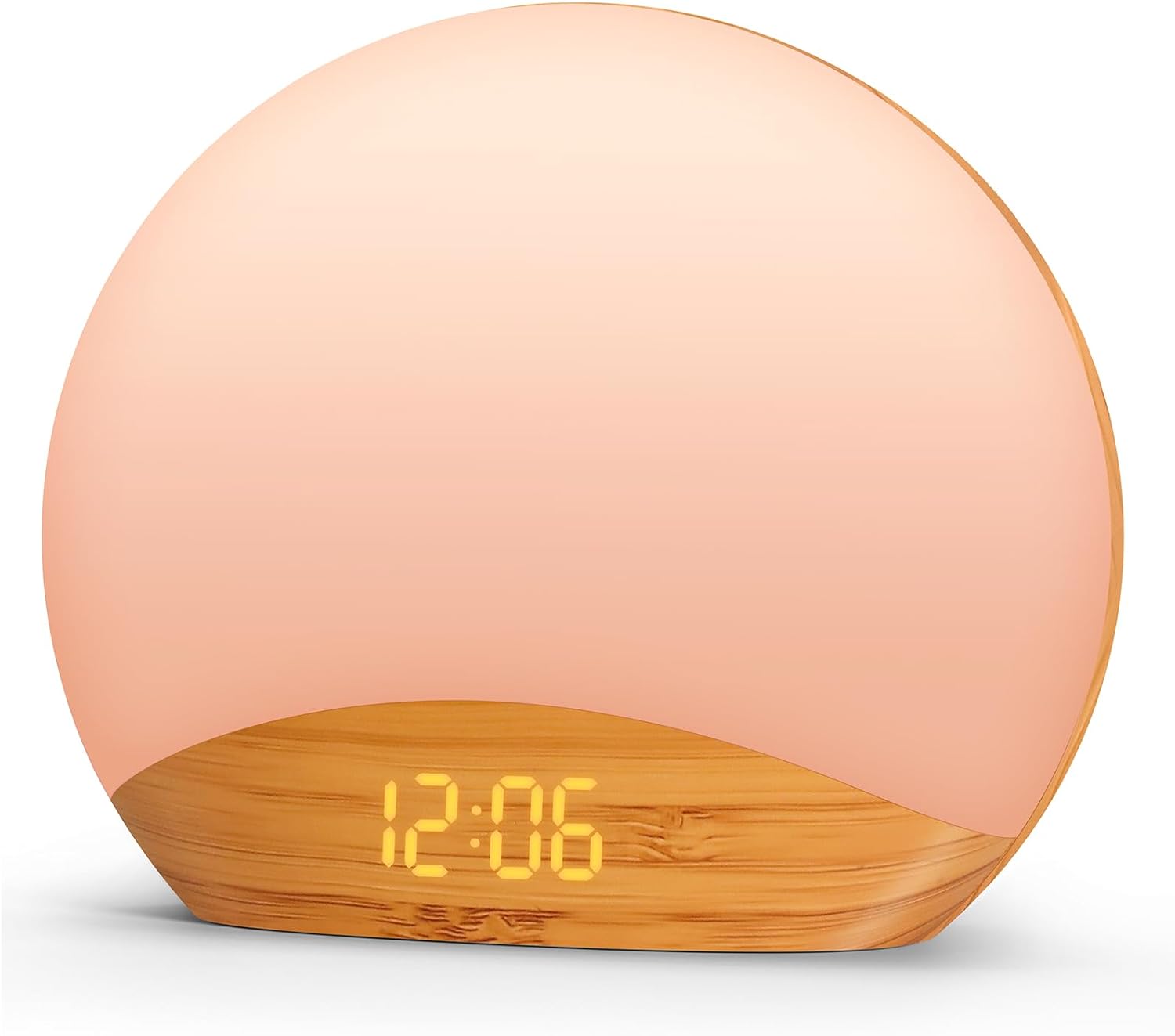 Wood Grain Sunrise Alarm Clock and Sound Machine Nightlight | Digital Dimmable Clock for Bedroom, 26 Sleep Sounds