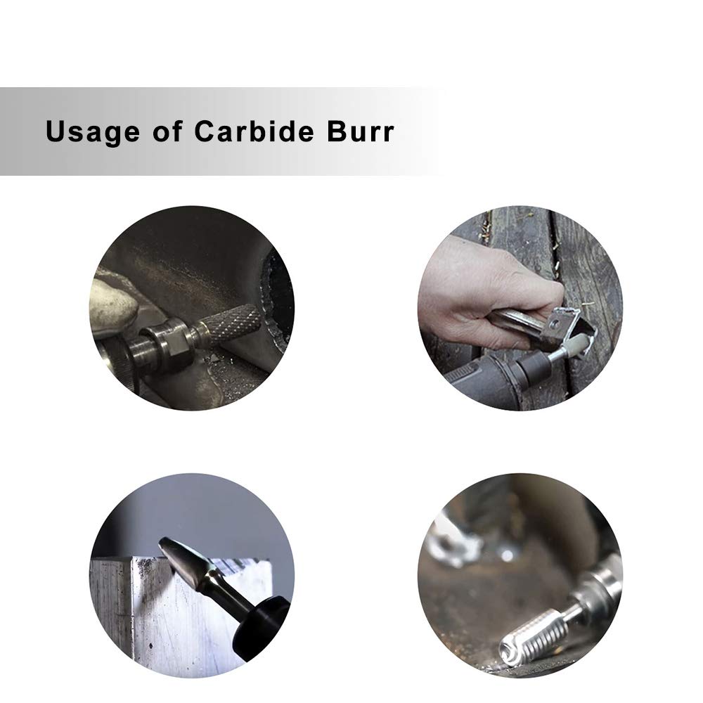 Carbide Burr Set JESTUOUS 1/4 Inch Shank Dia Extended Long Double Cut 5pcs