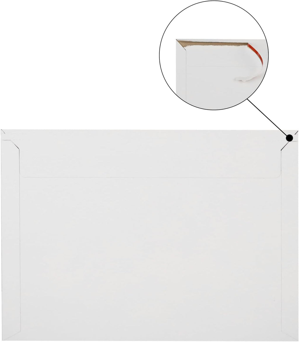 100Pcs 9 x 12 Inch Rigid Mailers Stay Flat Photo Document Mailer Self Seal Cardboard Envelops Mailers White Paper