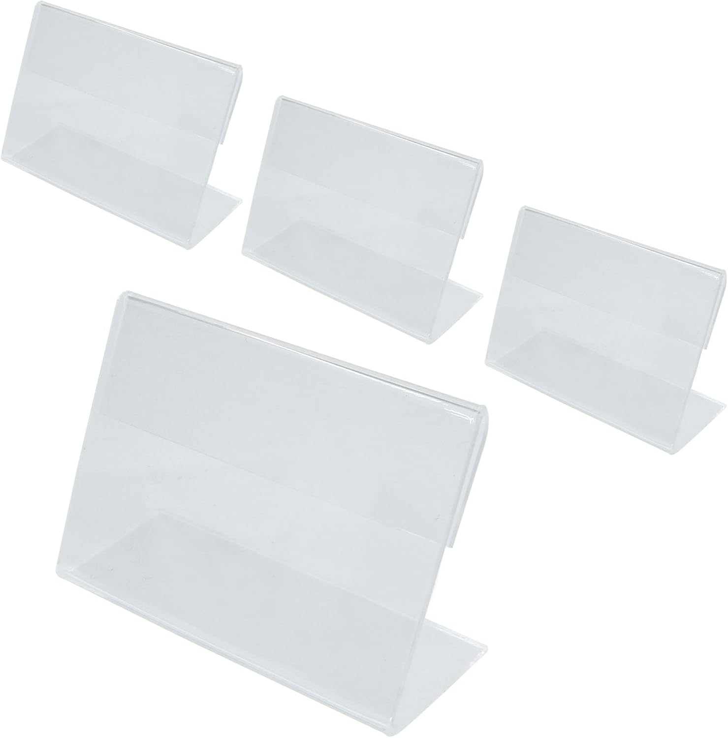 Clear Acrylic Sign Holder L Shaped, 2.36" x 1.57", 25 Pcs | Mini Display Holder, Plastic Table Counter Top Stand