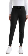 Scrub Pants for Women- Slim Fit Jogger Pants with 5 Pockets, 4-Way Stretch Soft Fabric Cargo Work Pant Black