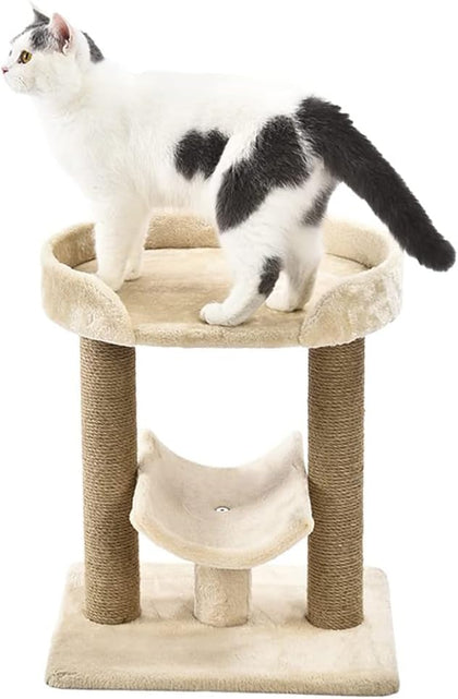 Multi-Platform Cat Tree with Scratching Post for Indoor Cats up to 25lbs, 18 x 14 x 22 Inches, Beige
