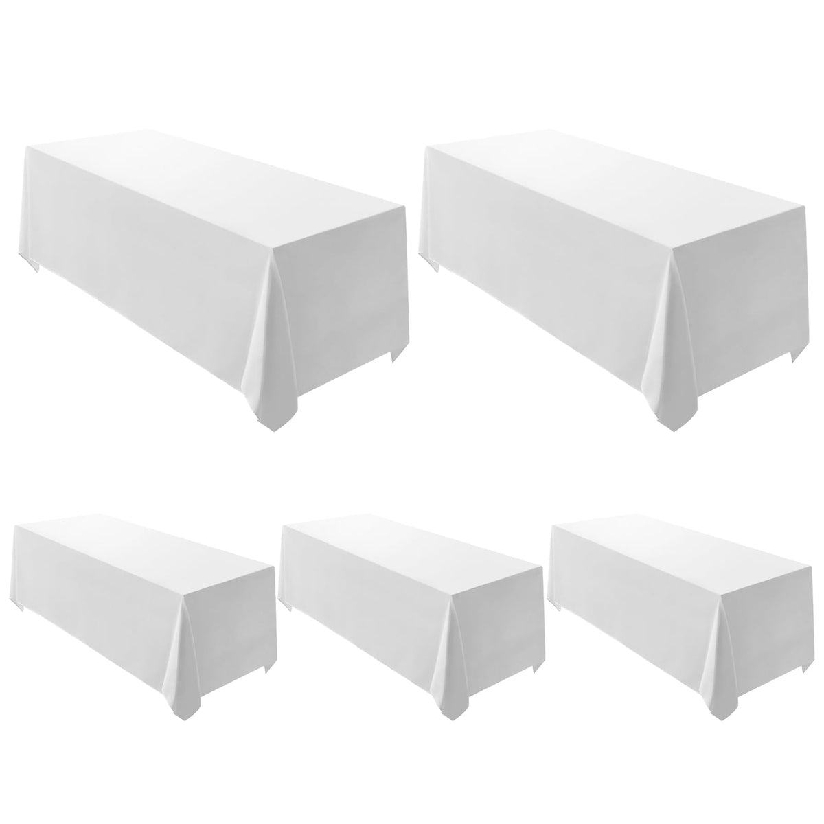 5 Pack 90x156 Inch White Tablecloth for 8 Foot Rectangle Tables