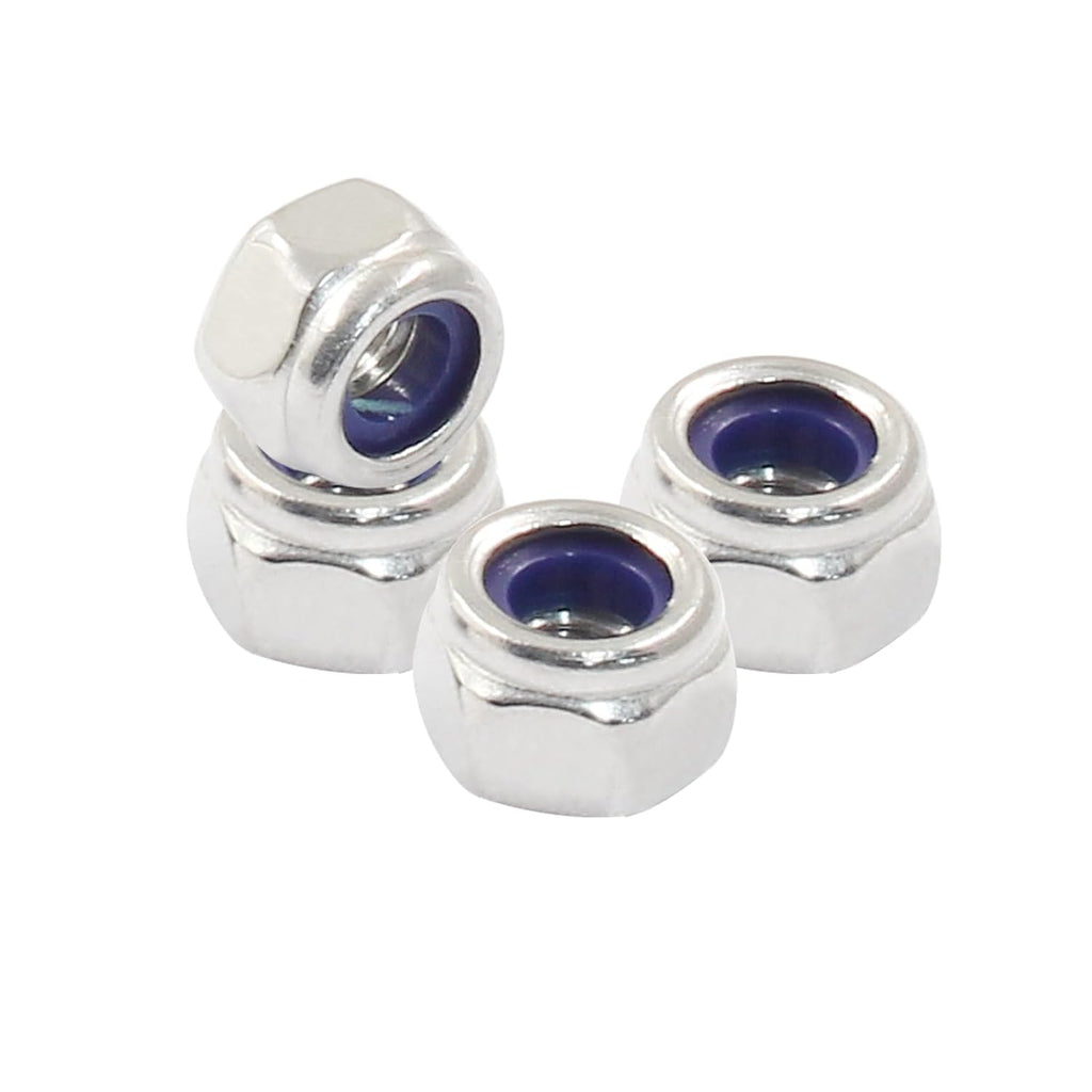 Hordion 100Pcs M3-0.5mm Nylon Lock Nut Stainless Steel Nylon Insert Locknut