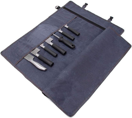 Chef’s Knife Roll Bag,Waxed Canvas Knife Cultery Carrier, Portable Chef Knife Cases,Knife Pouch Holders With 10 Slots