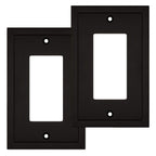 Modern Edge Decorative Wall Plate Switch Plate Outlet Cover, Durable Solid Zinc Alloy (Single Decorator 2PK, Matte Black)