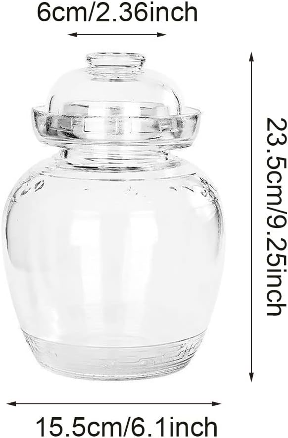 Pickle Jar, 2.5 Liter Fermentation Kimchi Jar with Water Seal Lid | Food Grade, Clear Glass