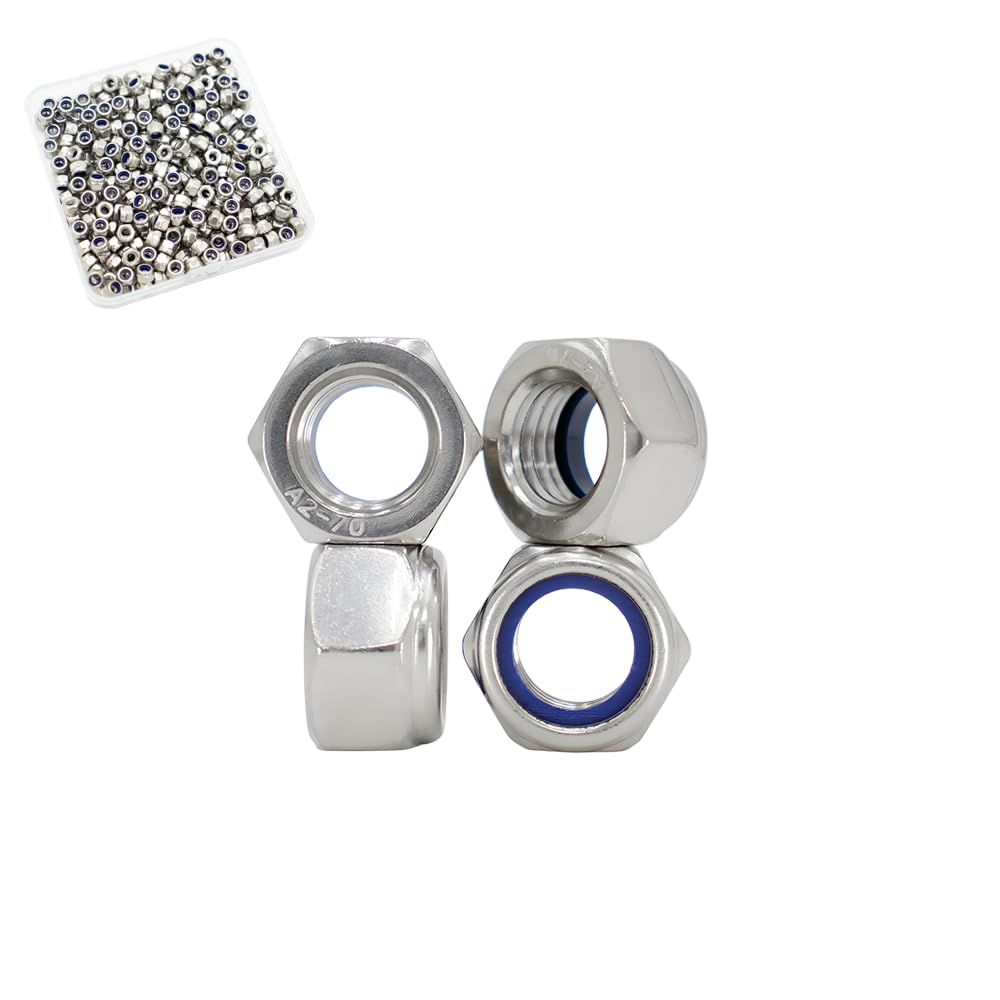 M3‑0.5 Lock Nuts, 300Pcs Stainless Steel Nylock Insert Locking Nuts