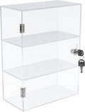 Acrylic Display Case with Lock, Collectibles Showcase Clear | Countertop Locking Display Cabinet with Shelves and
