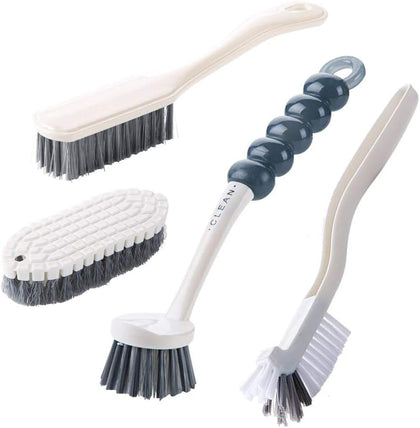 Multi-Purpose Scrub Brush Set - 4 Pack Kitchen Cleaning Brushes with Stiff Bristles for Dishes, Pots, Pans, Sink &