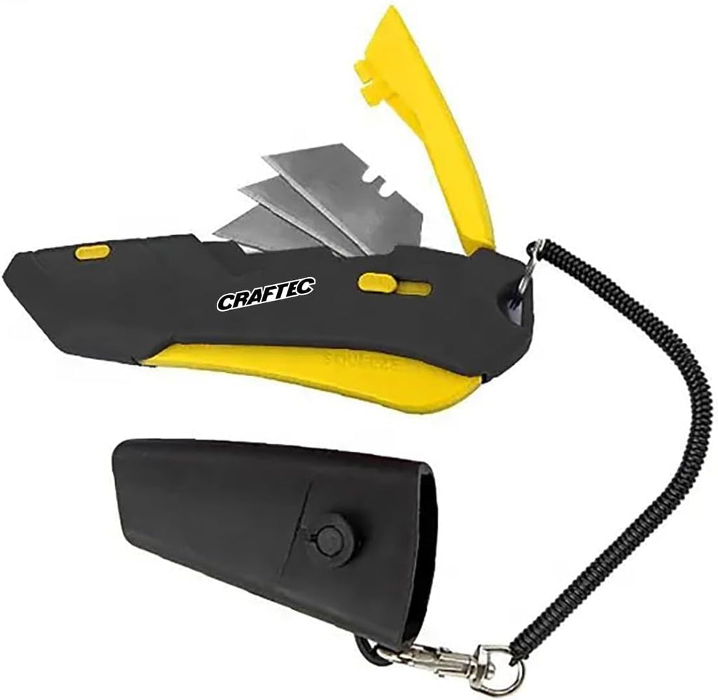 Retractable Utility Knife Box Cutter with Holster & Lanyard - The Ultimate Tool for Precise Cuts, 3 Blade Settings