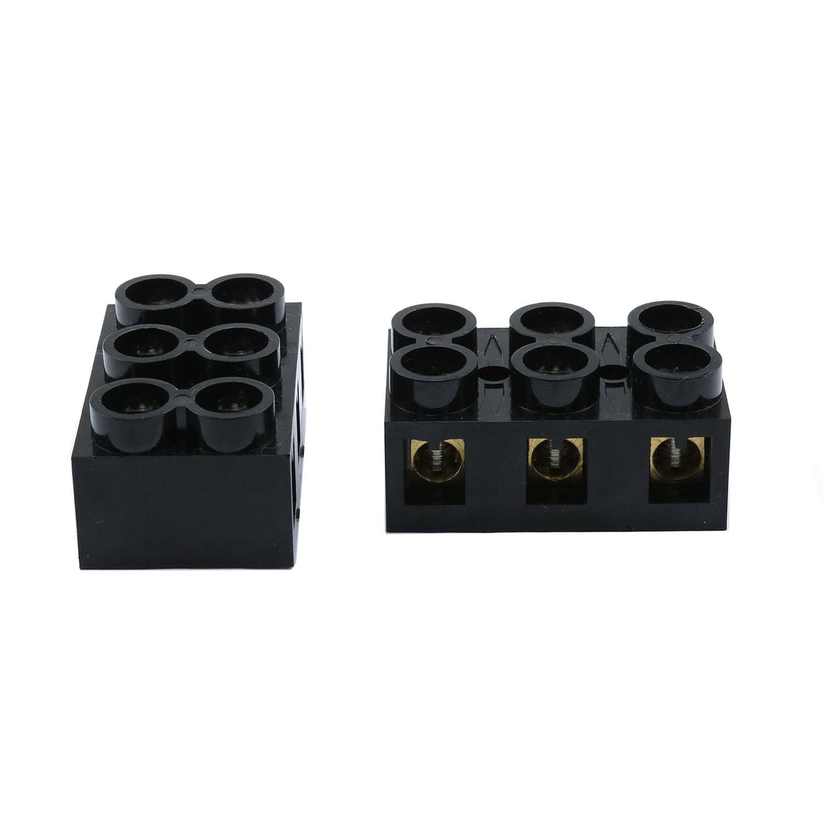 2 Pack 500V 60A 3 Position Double Row Screw Terminal Block
