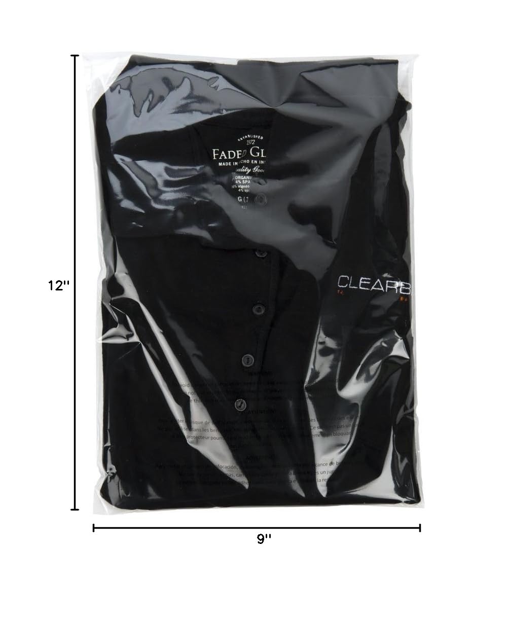 9 x 12 Flap Poly Bag with Suffocation Warning and Permanent Adhesive Strip 1.5 mil Clear Protective Sleeve for Amazon