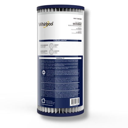 Whirlpool WHKF-WHPLBB Whole House Large Capacity Pleated Sediment Filter, Upgraded 20 Micron Reduces Sand, Soil, Silt